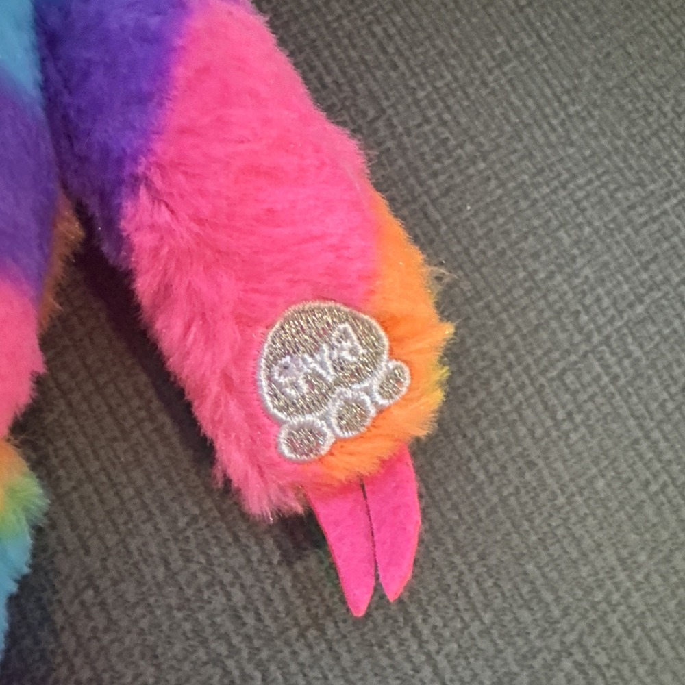 Build-A-Bear mini rainbow sloth Plush Stuffed Toy Zipper‎ Back 8.5 inches - Picture 5 of 7